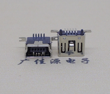 西林MINI 短体立贴接口, 迷你5pin180度,高度6.5MM带柱子