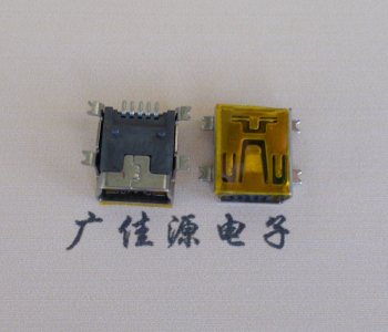 MINI USB 5P 接口 母座 全贴带麦拉 高9.6带0.9柱子