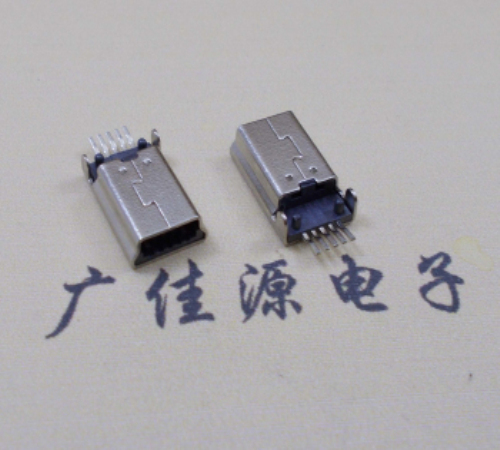 MINI USB公头 5pin端子贴板带柱 10.7mm体长