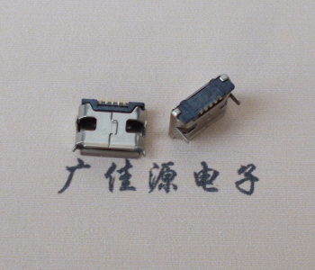 金山Micro usb 5pin接口 插板7.2mm脚距 无柱无焊盘镀镍