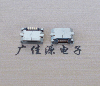 Micro USB平口全贴板 鱼叉脚5.0长带定位柱加焊盘