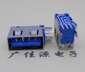 USB 测插2.0母座 短体10.0MM 接口 蓝色胶芯