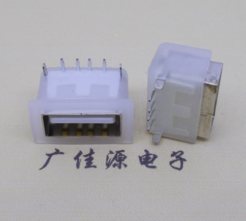 井陉卧式后两脚DIP插板USB AF 2.0防水母座,反向插A公头连接器