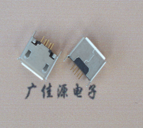 城区Micro usb立插180度 5p针加长2.0mm卷边雾锡