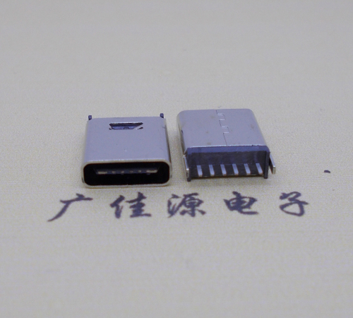 直立式插板Type-C6p母座连接器高H=10.0mm
