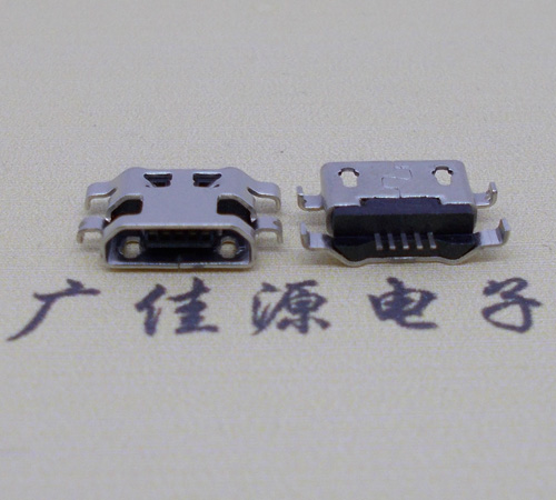 修文micro usb5p连接器 反向沉板1.6mm四脚插平口