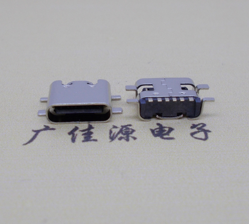 宝山Type-C6P母座四脚全贴无弹片连接器
