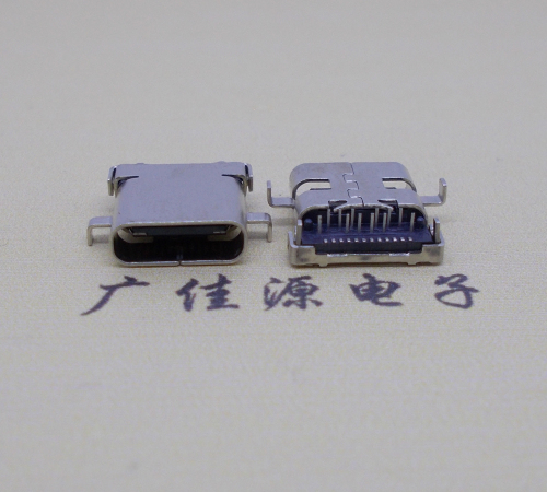 卧式沉板usb 3.1 type-c24p母座,端前插后贴smt连接器