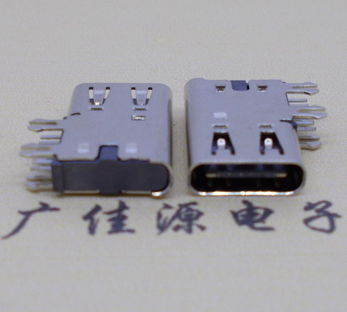 揭西侧插USB3.1接头座子.90度type-c母座.6p侧插连接器