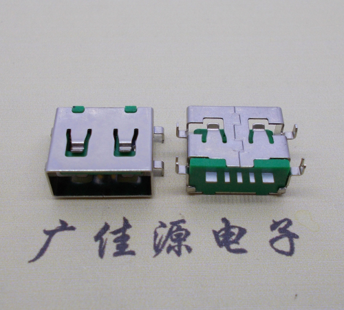 紫金 可过大电流3A-5A 无卷边带弹usb2.0 type A5p母座沉板1.2、1.8mm外壳四脚插板