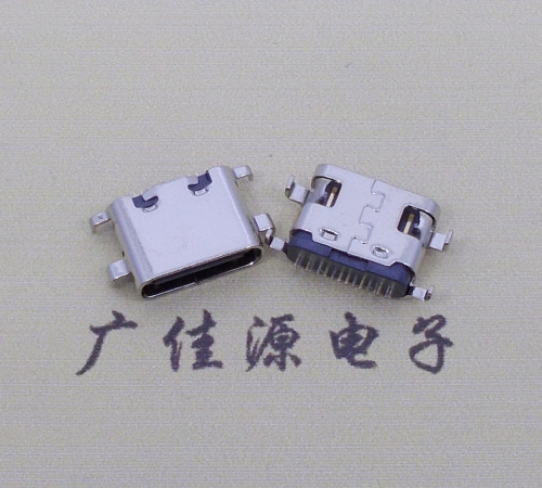 凌海type c16p沉板母座破板0.8mm/1.0mm/1.2mm/1.6mm四脚插板端子SMT总体长度L=6.5mm