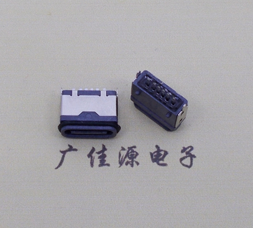 usb type c6p防水立插母座两脚插带定位柱