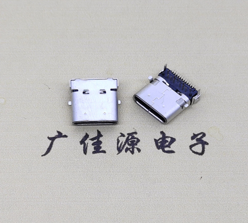 新龙type c24p板上双壳连接器接口 DIP+SMT L=10.0脚长1.6母头