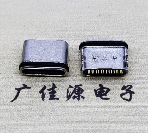板上卧式USB连接器.TYPE-C16P防水母座.四脚插带定位柱